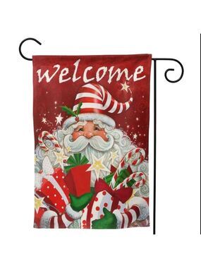 New Welcome Santa Christmas Garden Flag 18x12